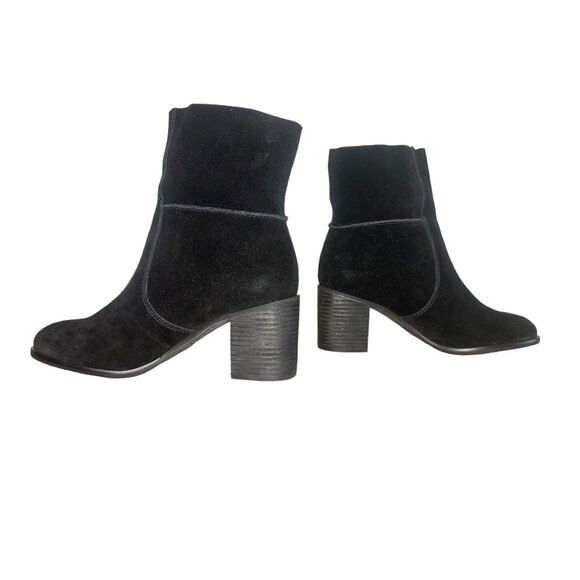 Frye & Co Phoebe Suede Leather Boots Size 8 Black Ankle 70s Retro Preppy Western - Picture 3 of 16